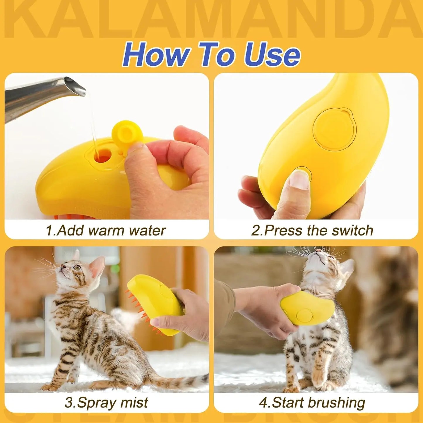 Steamy Brush Cat Dog Steam Brush Electric Sprayer for Massage Pet Grooming Tool Shedding 3 in 1 Electric Sprays Massage Combs