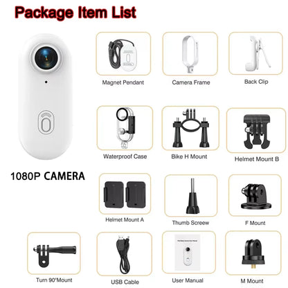 Pocket 4K Mini Camera Magnetic Wearable Cam with Waterproof Shell Wifi Bike Camera Friendly for Casual Cycling Vlog Home Use